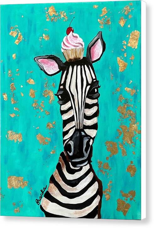 Cafe Art Cupcake Zebra - Canvas Print