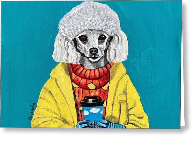 Coffee Shop Art French Poodle - Greeting Card