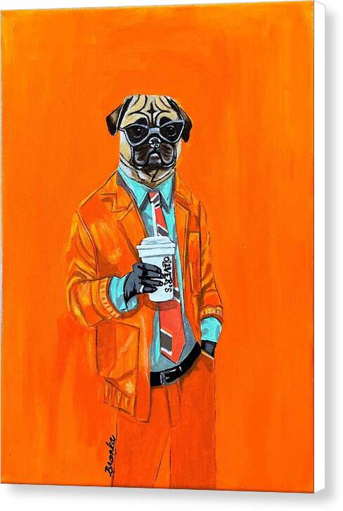 Coffee Shop Art Pug - Canvas Print