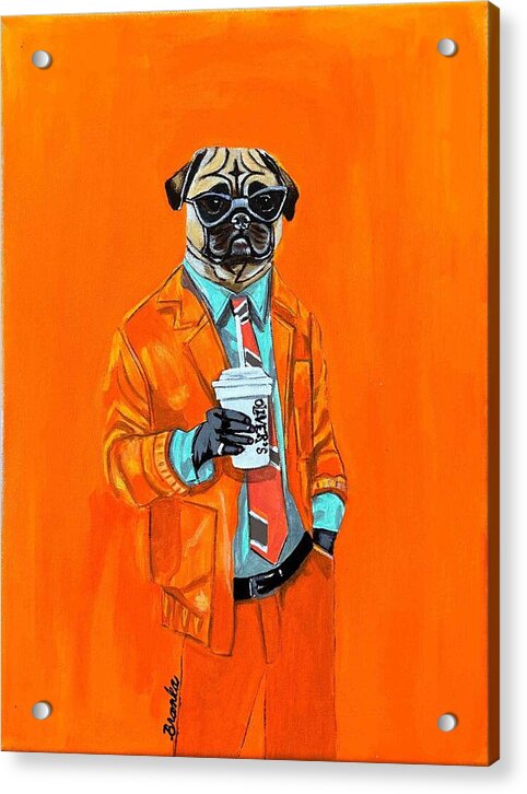 Coffee Shop Art Pug - Acrylic Print
