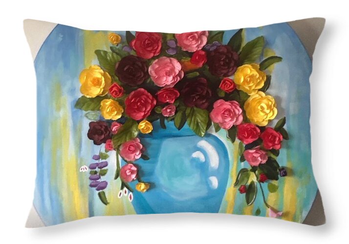 Dimensional Flowers - Throw Pillow