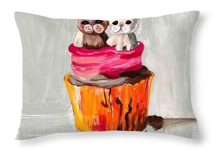 Sweet Cakes Kittens Cupcake - Throw Pillow