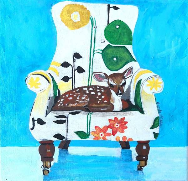 Baby dear on-a chair - Art Print