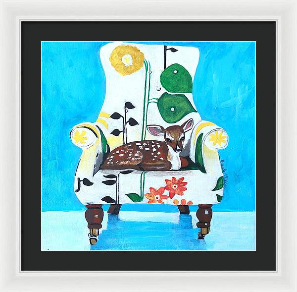 Baby dear on-a chair - Framed Print