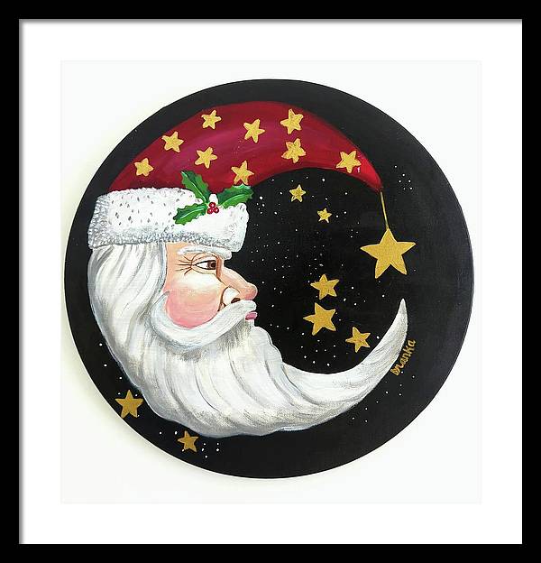 Christmas Santa Circle - Framed Print