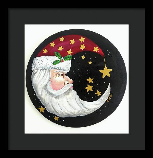 Christmas Santa Circle - Framed Print