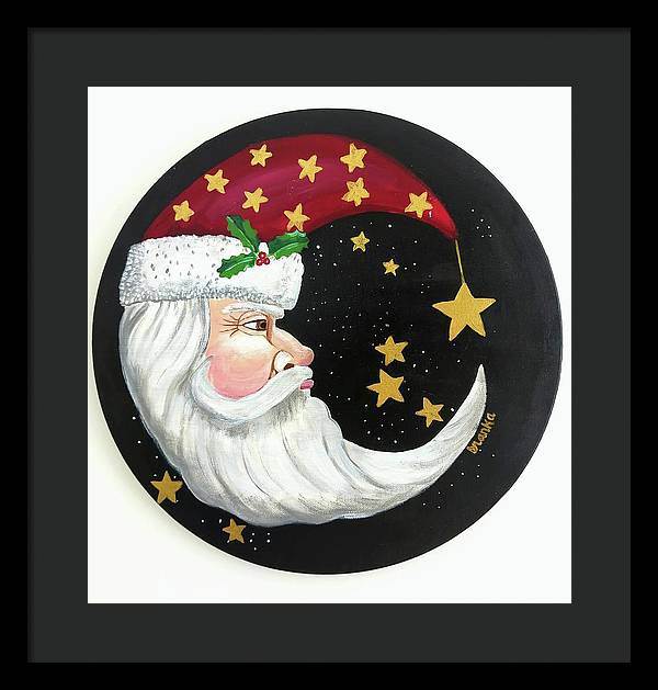 Christmas Santa Circle - Framed Print