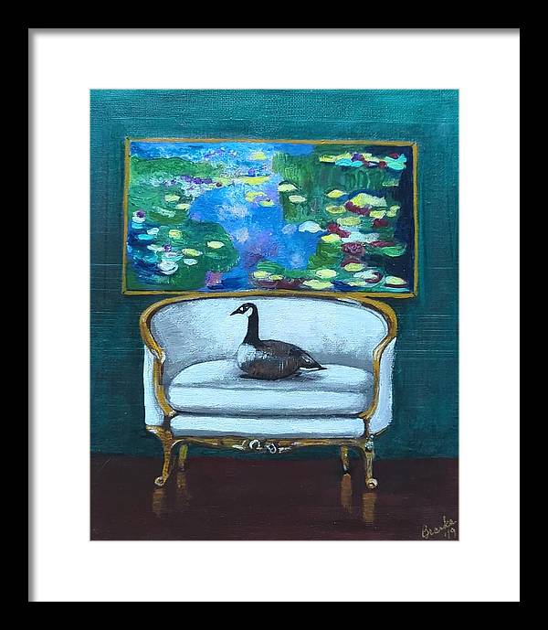 Canadian Goose on Loveseat - Framed Print