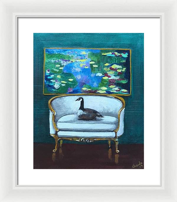 Canadian Goose on Loveseat - Framed Print