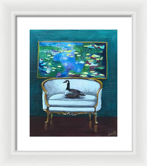 Canadian Goose on Loveseat - Framed Print