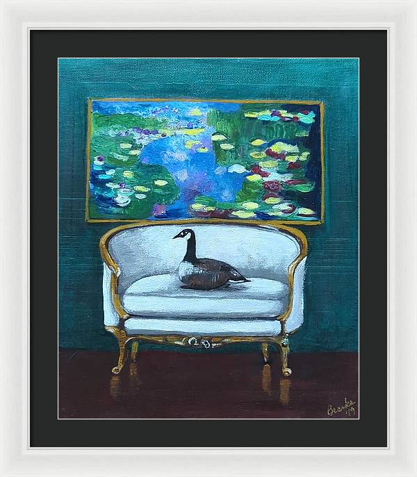 Canadian Goose on Loveseat - Framed Print