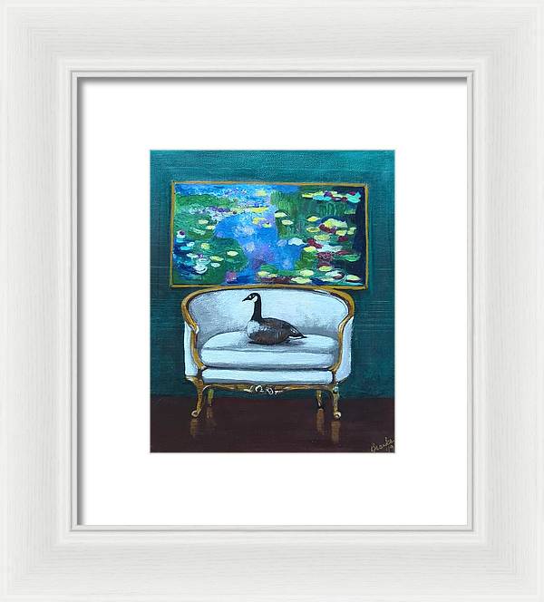 Canadian Goose on Loveseat - Framed Print