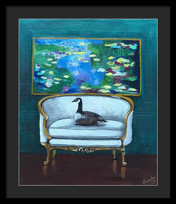 Canadian Goose on Loveseat - Framed Print