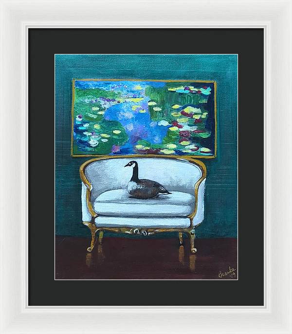 Canadian Goose on Loveseat - Framed Print
