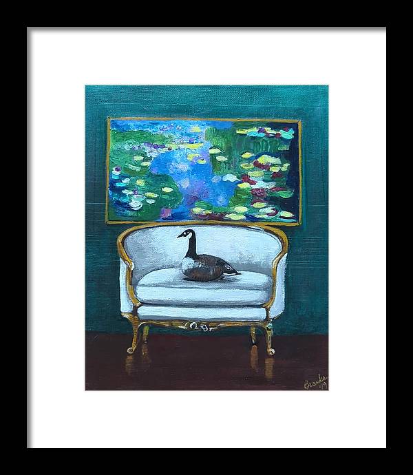 Canadian Goose on Loveseat - Framed Print
