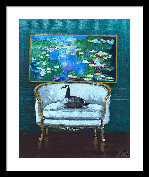 Canadian Goose on Loveseat - Framed Print