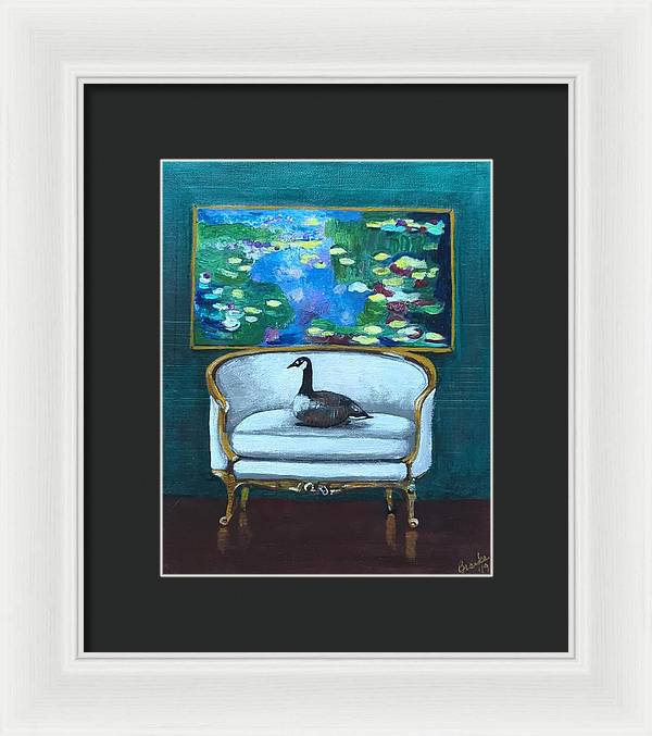 Canadian Goose on Loveseat - Framed Print