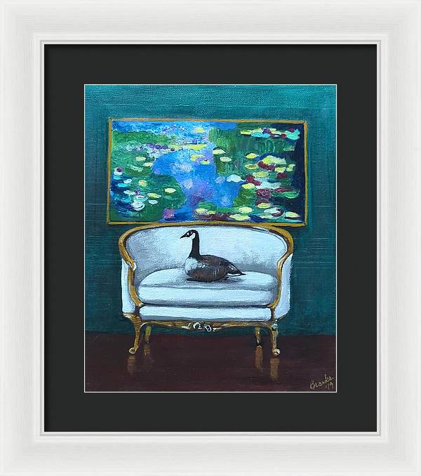 Canadian Goose on Loveseat - Framed Print