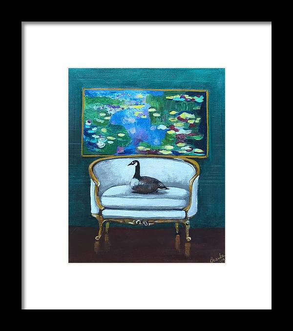 Canadian Goose on Loveseat - Framed Print