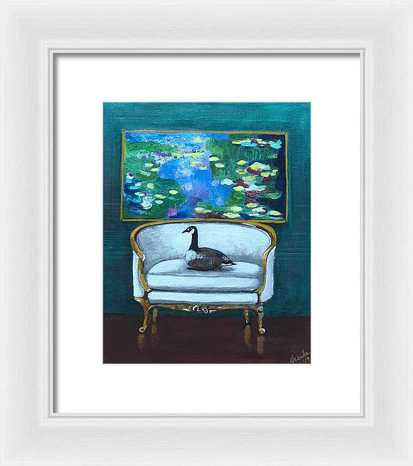 Canadian Goose on Loveseat - Framed Print