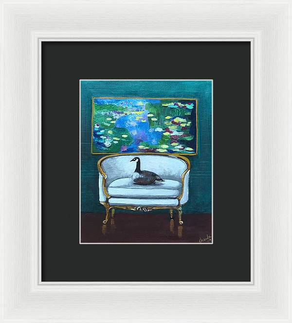 Canadian Goose on Loveseat - Framed Print