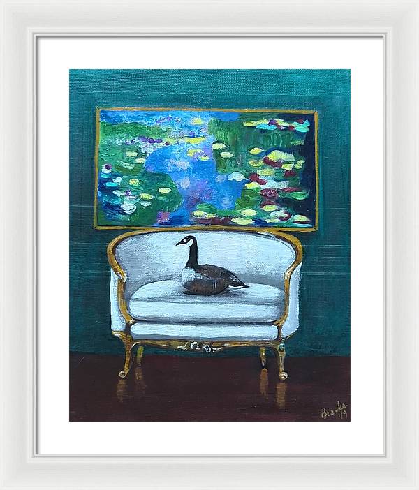 Canadian Goose on Loveseat - Framed Print
