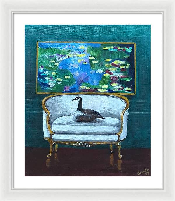 Canadian Goose on Loveseat - Framed Print