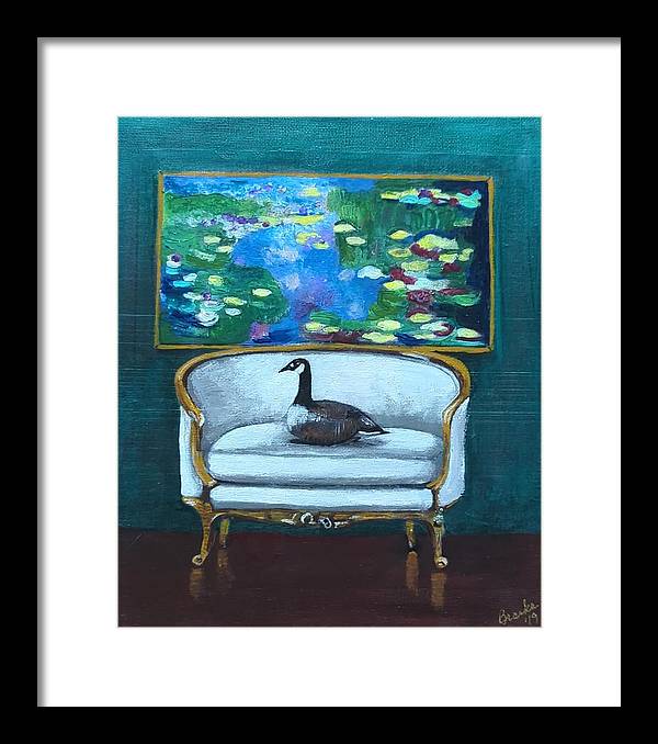 Canadian Goose on Loveseat - Framed Print