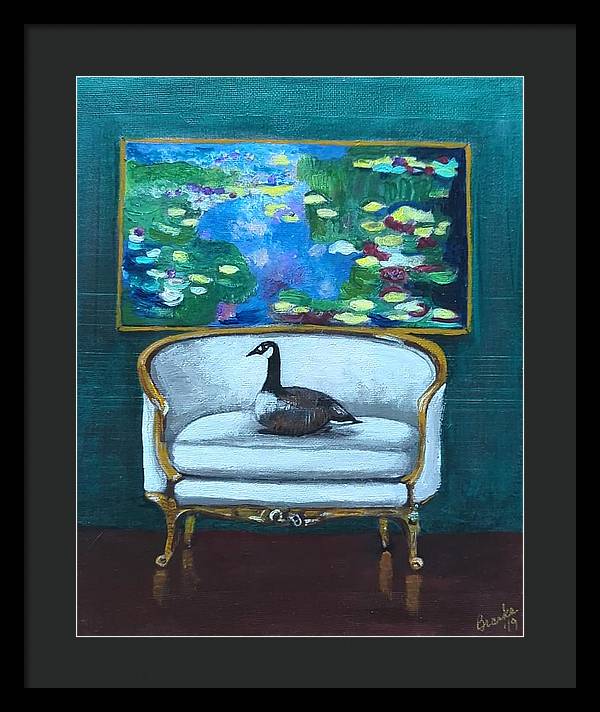 Canadian Goose on Loveseat - Framed Print