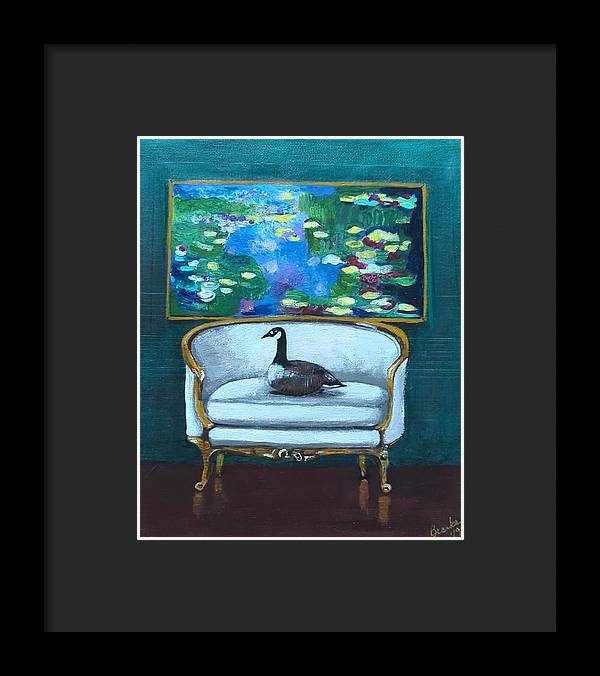 Canadian Goose on Loveseat - Framed Print