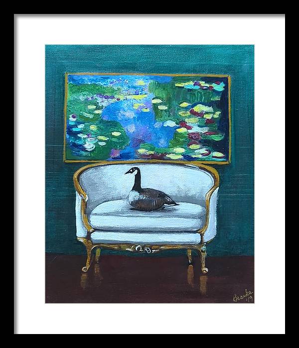 Canadian Goose on Loveseat - Framed Print