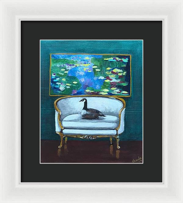 Canadian Goose on Loveseat - Framed Print