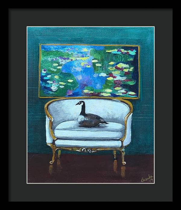 Canadian Goose on Loveseat - Framed Print