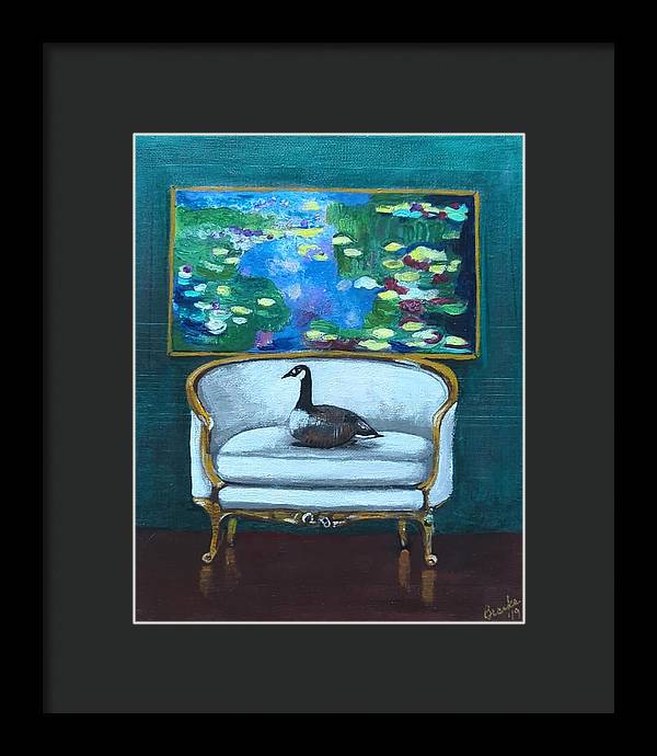 Canadian Goose on Loveseat - Framed Print