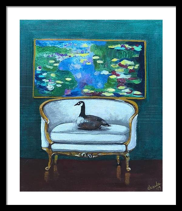 Canadian Goose on Loveseat - Framed Print