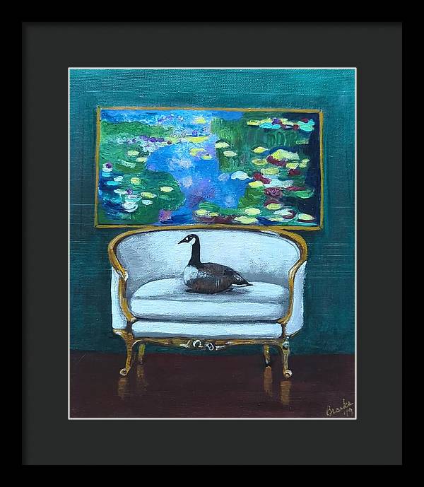 Canadian Goose on Loveseat - Framed Print