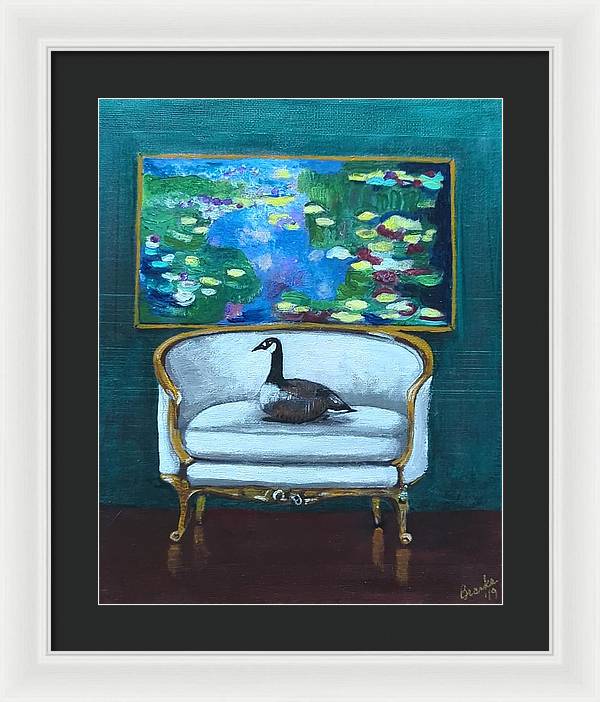 Canadian Goose on Loveseat - Framed Print