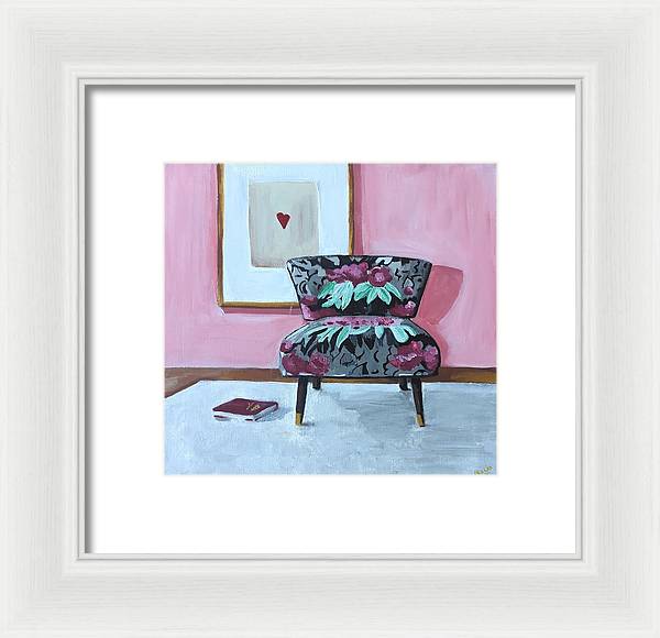 Empty cranberry chair - Framed Print