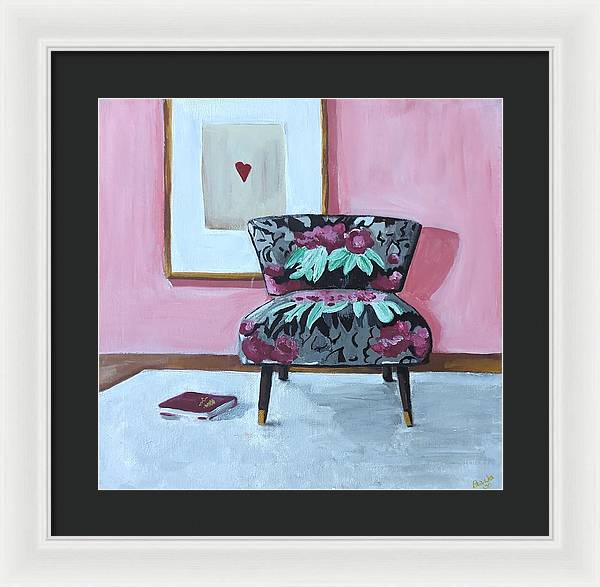 Empty cranberry chair - Framed Print