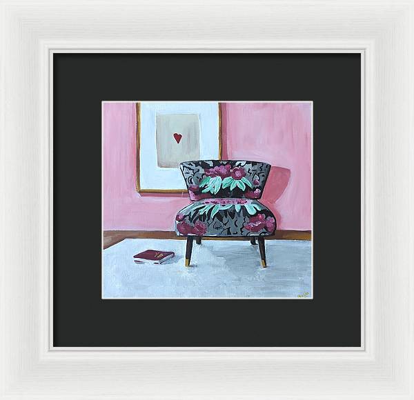 Empty cranberry chair - Framed Print