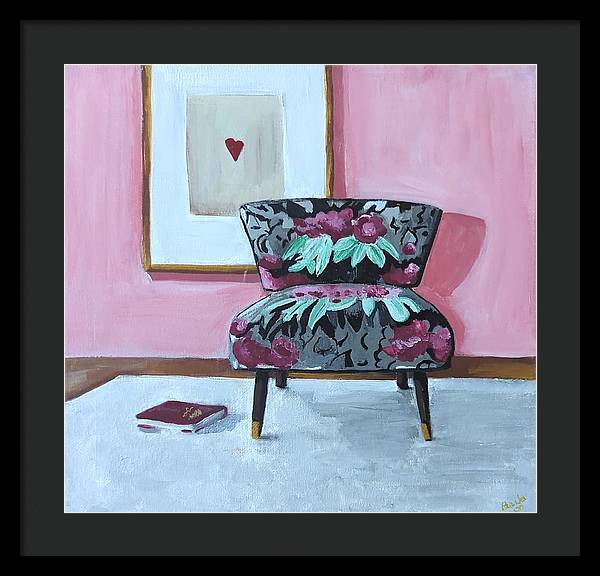 Empty cranberry chair - Framed Print