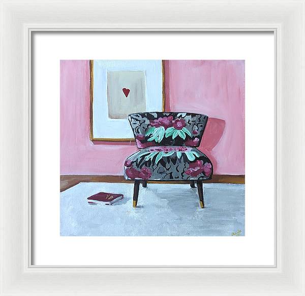 Empty cranberry chair - Framed Print