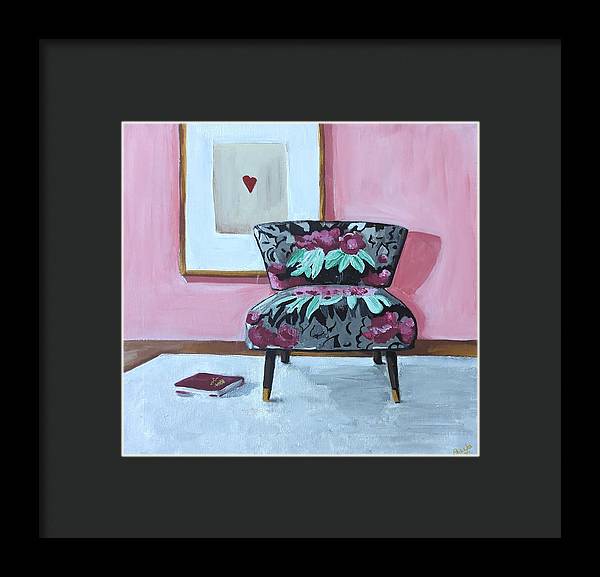 Empty cranberry chair - Framed Print