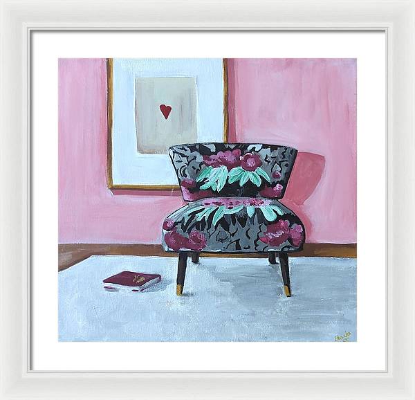 Empty cranberry chair - Framed Print