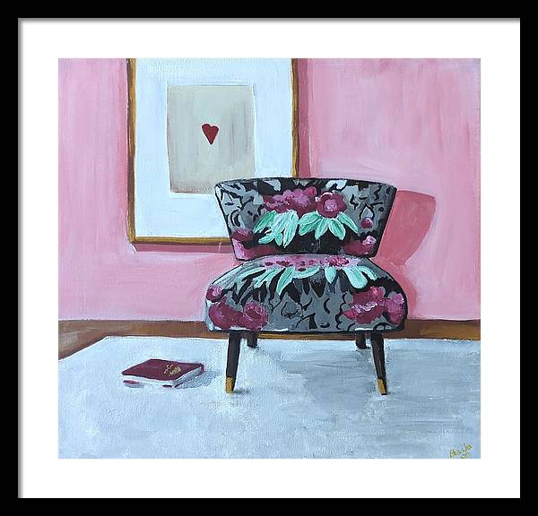 Empty cranberry chair - Framed Print