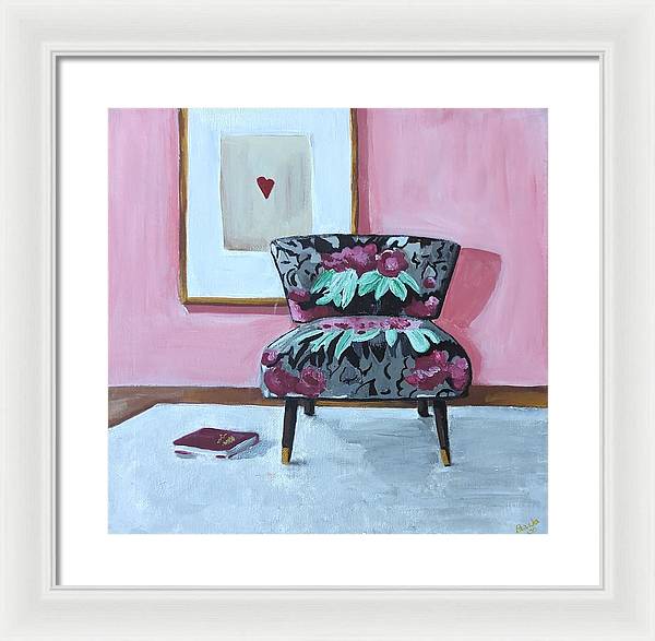 Empty cranberry chair - Framed Print