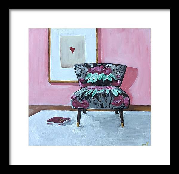Empty cranberry chair - Framed Print
