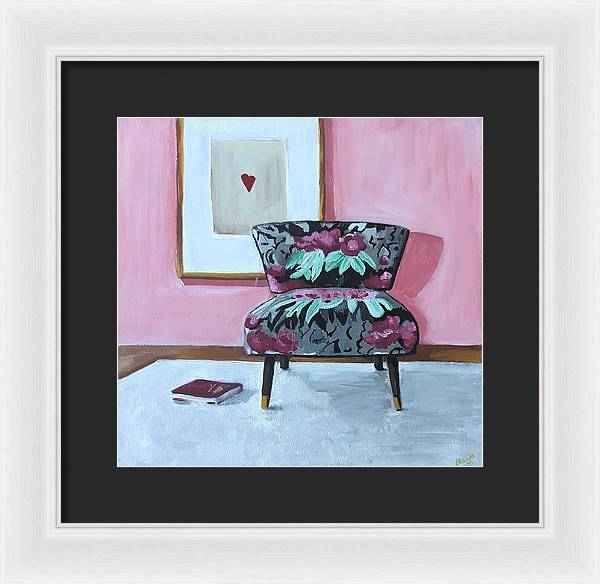 Empty cranberry chair - Framed Print