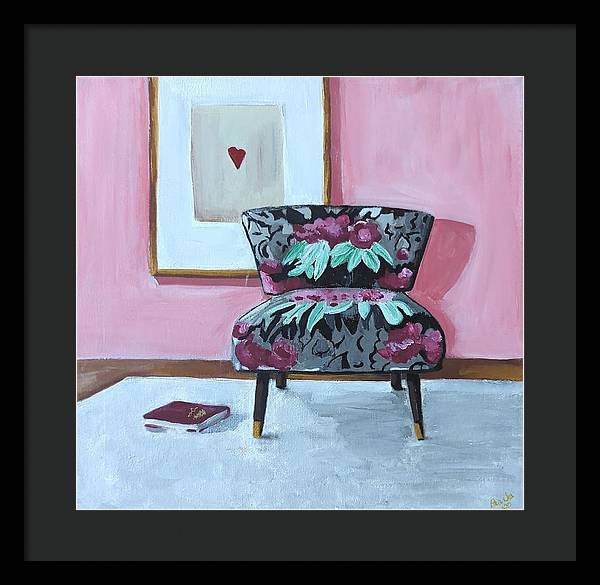 Empty cranberry chair - Framed Print