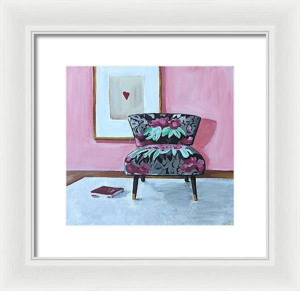 Empty cranberry chair - Framed Print